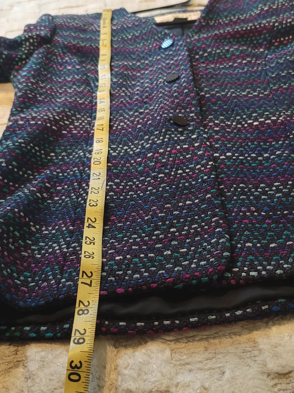 VINTAGE DONCASTER 100% Silk Tweed Blazer Jacket Multicolor Women's Size 10